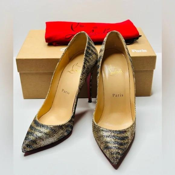 Christian Louboutin Pigalle Follies Glitter Sirene Stiletto Heels Shoes Size 37